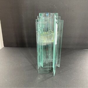 Mid Century Modern Multi Bevel Glass Panel Floating Votive Candle Holder